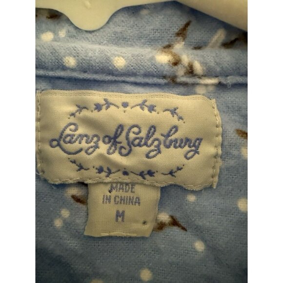 Vintage Lanz of Salzburg Pajama Set Blue Bird Flannel 2 Pc Set Modest Grandma M - Picture 4 of 9